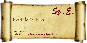 Szoták Eta névjegykártya